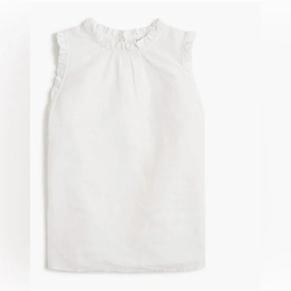 JCrew Chic White Ruffle Sleeveless Top - Picture 4 of 5